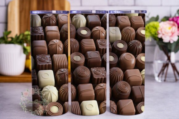Assorted Chocolates Grid Graphics for Tumbler Wraps