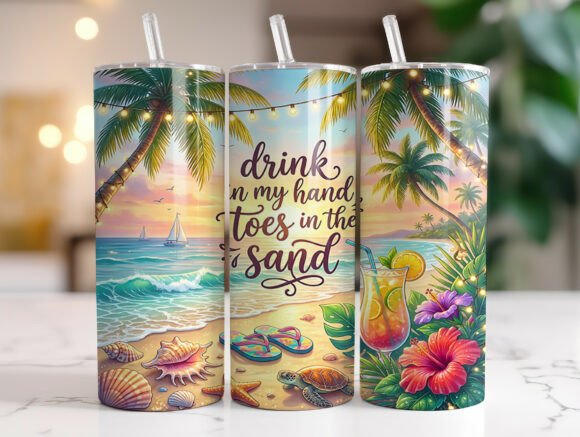 Beach Quote Sunset Ocean: Tumbler Wraps & Graphics