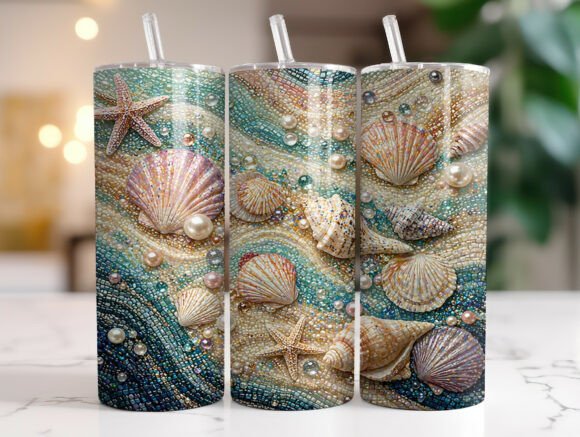 Beaded Ocean Seashell Tumbler Wrap Graphics Review
