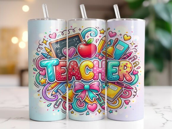 Colorful Teacher Doodle Tumbler Wrap Graphics Review