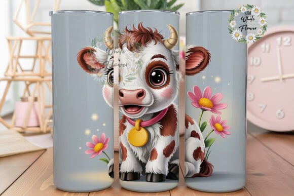 Cute Calf Flowers Tumbler Wrap Graphics for Local Branding
