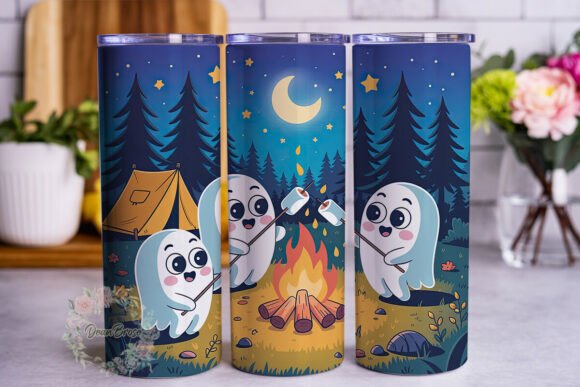 Cute Camping Ghosts: Tumbler Wraps Graphics Review
