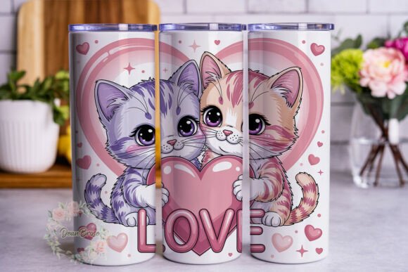 Cute Cat Couple Love Tumbler Wrap Graphics Review