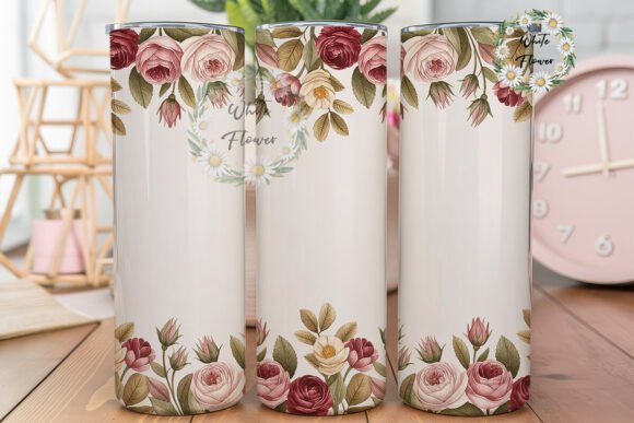 Elegant Floral Watercolor 20oz Tumbler Wraps Graphics