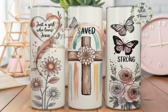Faith Inspirational Floral 20oz Tumbler Graphics for Crafters