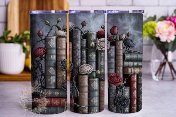 Gothic Rose Book Tumbler Wrap Graphics for Sellers