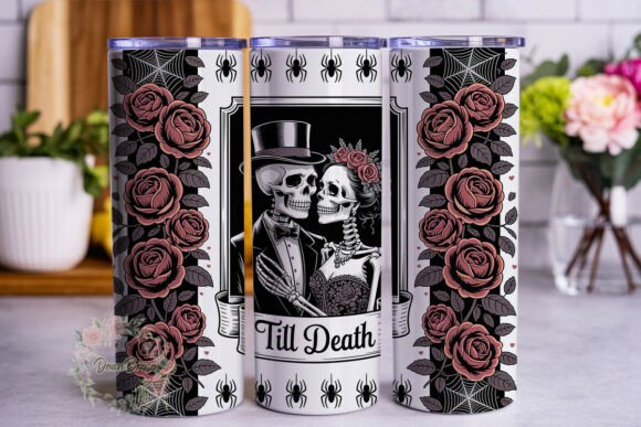 Gothic Skeleton Couple 20oz Tumbler Wrap Graphics for Tumbler Wraps