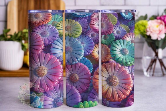 Iridescent Daisy Floral: Tumbler Wraps Graphics