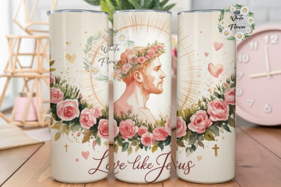 Love Like Jesus Floral 20oz Tumbler Wrap Graphics