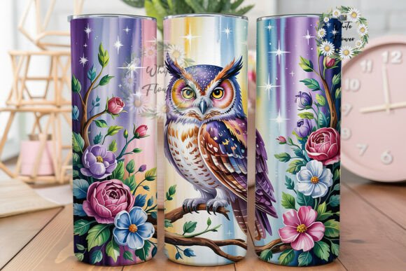 Mystical Owl Floral 20oz Tumbler Wrap Graphics & Tumbler Wraps