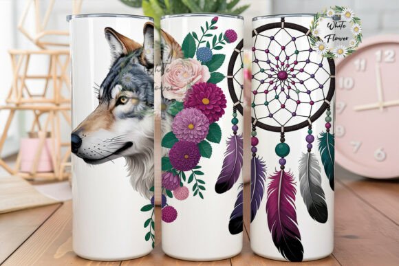 Mystical Wolf Dreamcatcher Tumbler Wraps Graphics
