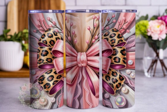 Pink Leopard Bow 20oz Tumbler Wrap: Graphics & Tumbler Wraps Review