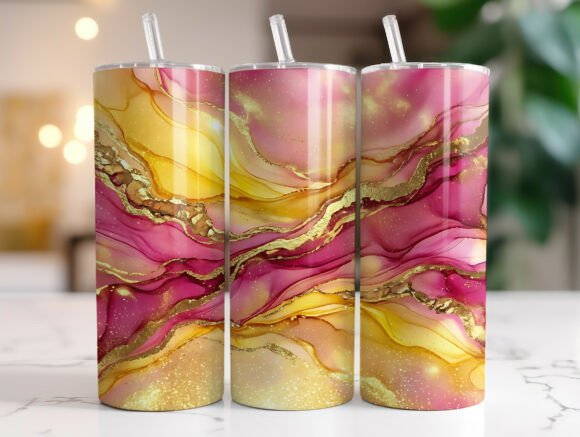 Pink Yellow Alcohol Ink Tumbler Wraps Graphics Review