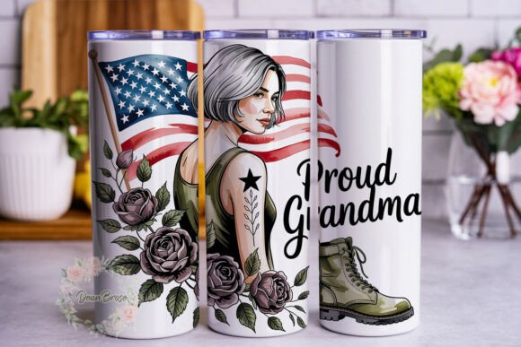 Proud Grandma Military Tumbler Wrap Graphics & Wraps