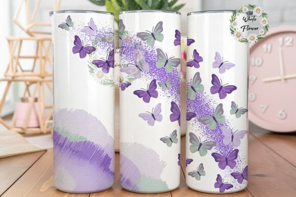 Purple Butterflies Glitter Graphics & Tumbler Wraps