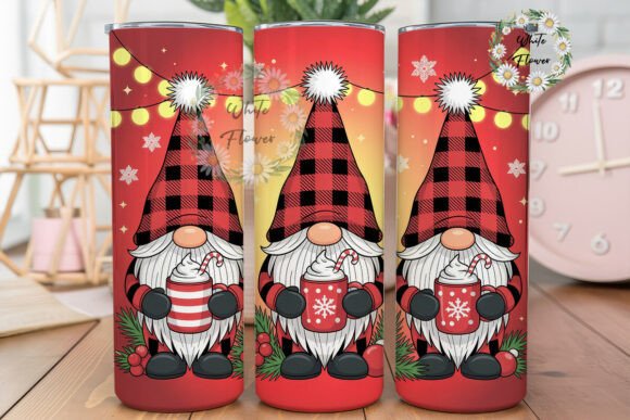 Red Plaid Gnomes Hot Cocoa 20oz Tumbler Graphics & Wraps