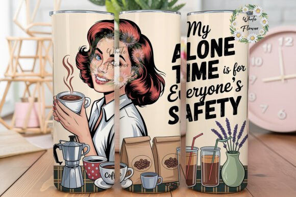 Retro Coffee Woman 20oz Tumbler Wrap Graphics