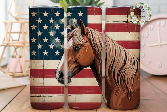 Rustic Horse Flag 20oz Tumbler Wrap: Graphics & Tumbler Wraps