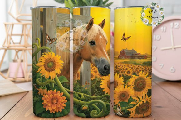 Rustic Horse Sunflower Barn Tumbler Wrap Graphics Review