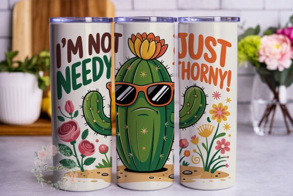 Sassy Cactus Desert Flowers Graphics for Tumbler Wraps