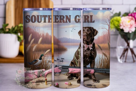 Southern Girl Camo Dog Shotgun Tumbler Wraps Graphics