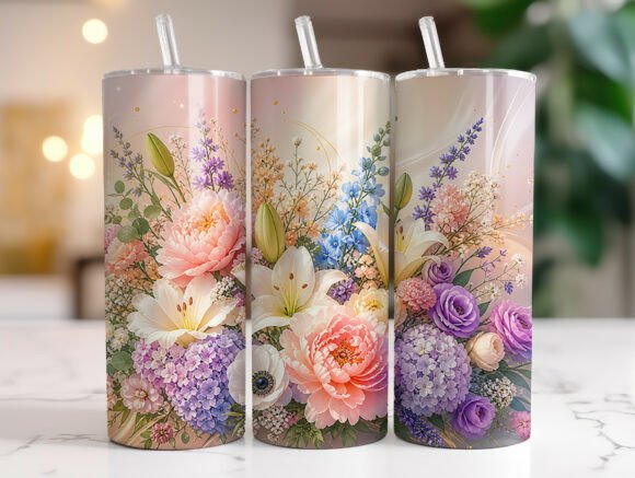 Spring Blossom Floral Bouquet Tumbler: Graphics & Wraps