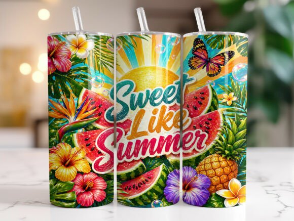 Sweet Like Summer Tropical Tumbler Wrap Graphics