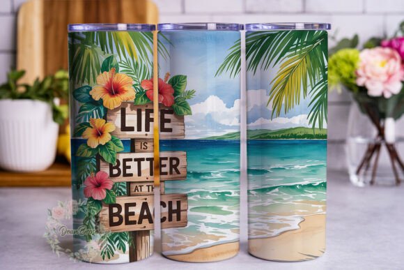 Tropical Beach Life Tumbler Wrap Graphics