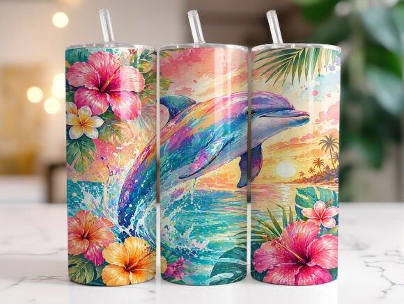 Tropical Dolphin Floral Tumbler Wrap Graphics Review