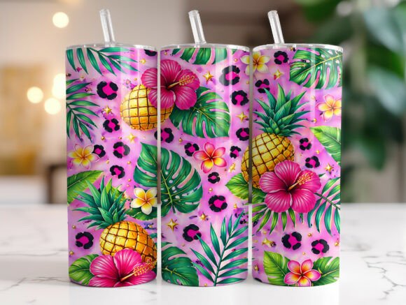 Tropical Summer Pineapple Tumbler Wrap Graphics & Wraps