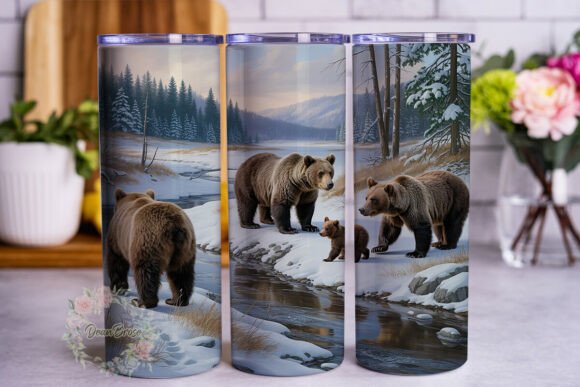 Winter Bear Forest Tumbler Wrap: Graphics for Branding